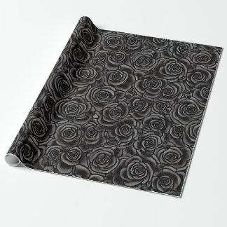 Papel De Presente Rosas Pretos Whimsigoth Padrão Floral Escuro Gótic