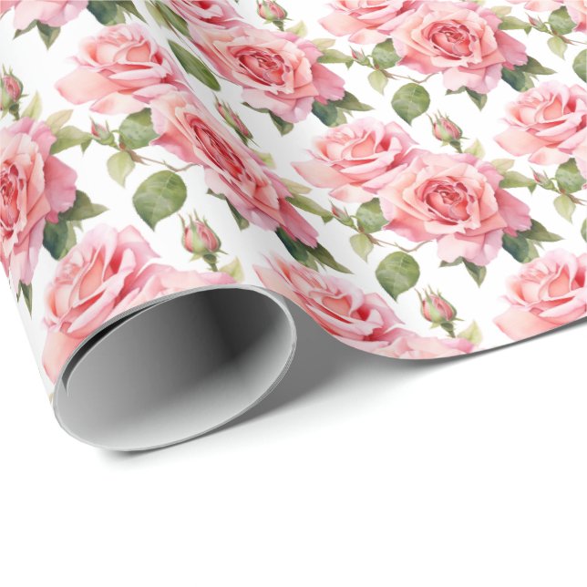 Papel De Presente Rosas Rosa (Ponta do rolo)