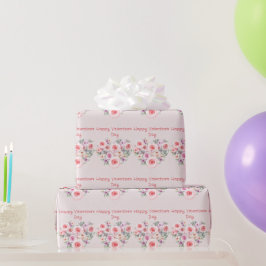 Papel De Presente Rosas Rosa do Coração do feliz dia de os namorados