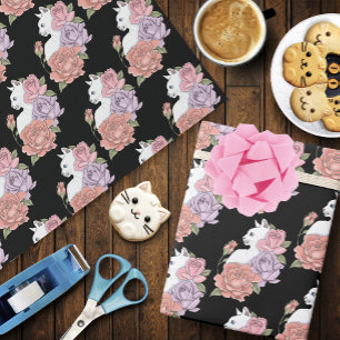 Papel De Presente Rosas rosa-Lavanda de pêssego brancas