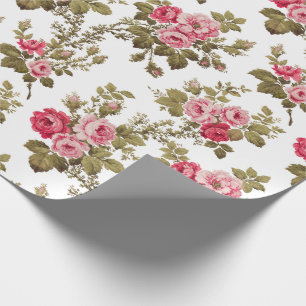 Papel De Presente Rosas Rosa Vintage Elegante - Fundo Branco