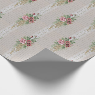 Papel De Presente Rosas Rosa Vitorianas Bonito e rendas brancas