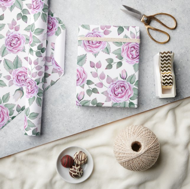 Papel De Presente Rosas Rosas (Artesanato)
