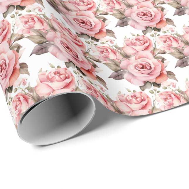 Papel De Presente Rosas Rosas (Ponta do rolo)