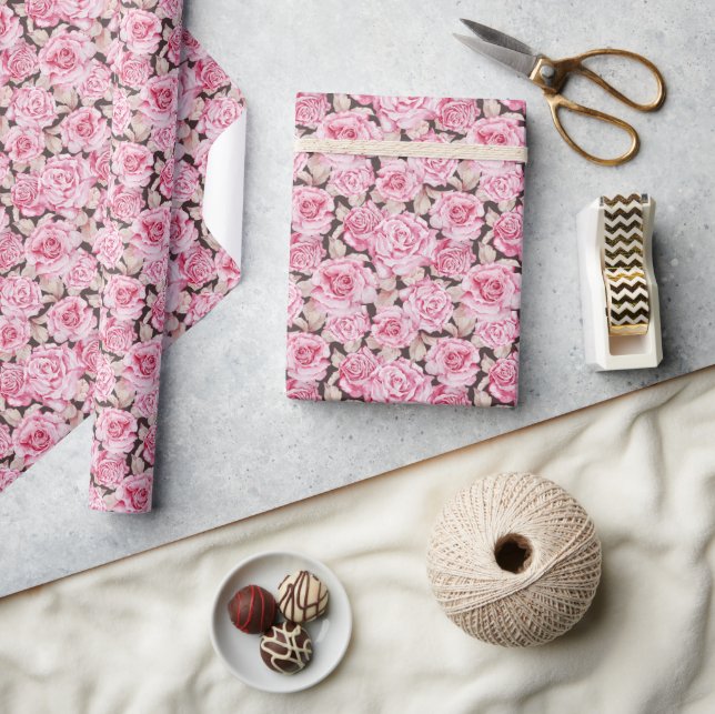 Papel De Presente Rosas Rosas Vermelhas Dia dos Namorados (Artesanato)