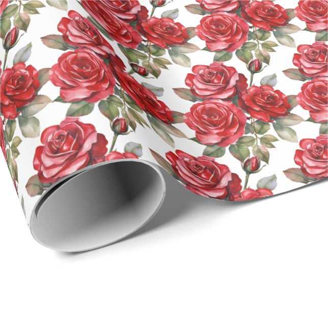 Papel De Presente Rosas Vermelhas  (Ponta do rolo)