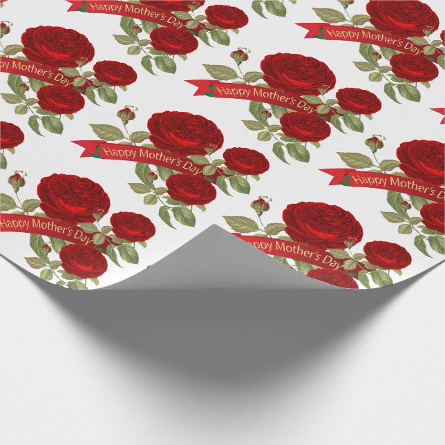 Papel De Presente Rosas vermelhas Dias de as mães lindas (Ponta)