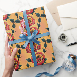 Papel De Presente Rosas Vermelhas E Amarelas