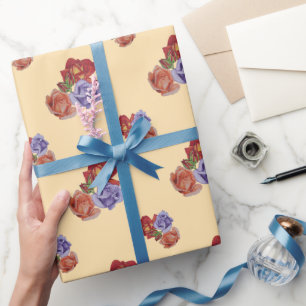 Papel De Presente rosas vermelhas e rosas florais