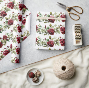 Papel De Presente Rosas vermelhas românticas