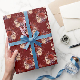 Papel De Presente Rosas vermelhas Românticas Floral