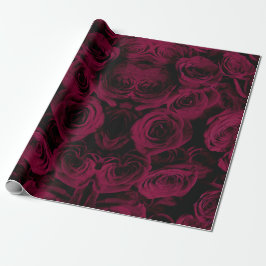 Papel De Presente Rosas vermelho-escuro