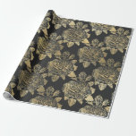 Papel De Presente Rosas vintage cinza e dourado falso<br><div class="desc">Papel de embrulho temático rosa vintage parisiense cinza e dourado.</div>