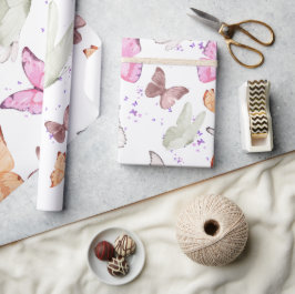 Papel De Presente rose gold butterfly