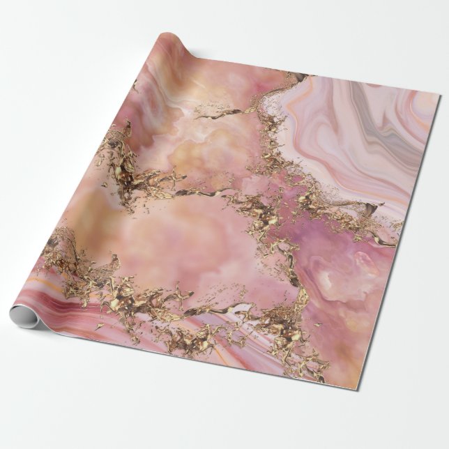 Papel De Presente Rose quartz and pastel pink marble (Desenrolado)
