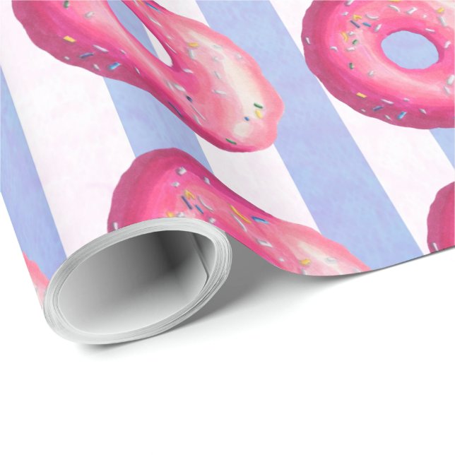 Papel De Presente Rosquinha Com Glacé Cor-De-Rosa E Pulseiras (Ponta do rolo)