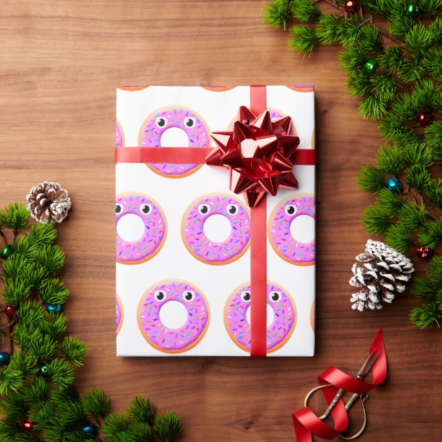 Papel De Presente Rosquinha Com Olhos E Padrões De Desenho De Sprink (Presente de Natal)