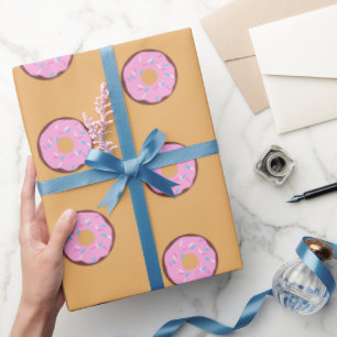 Papel De Presente Rosquinha de Chocolate Rosa