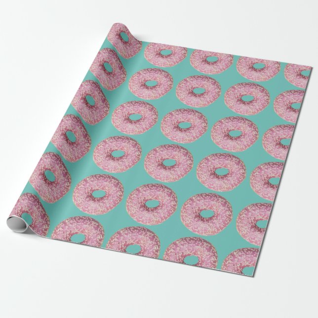 Papel De Presente Rosquinha Padrão Vegan para Dente Doce Vegetariana (Desenrolado)