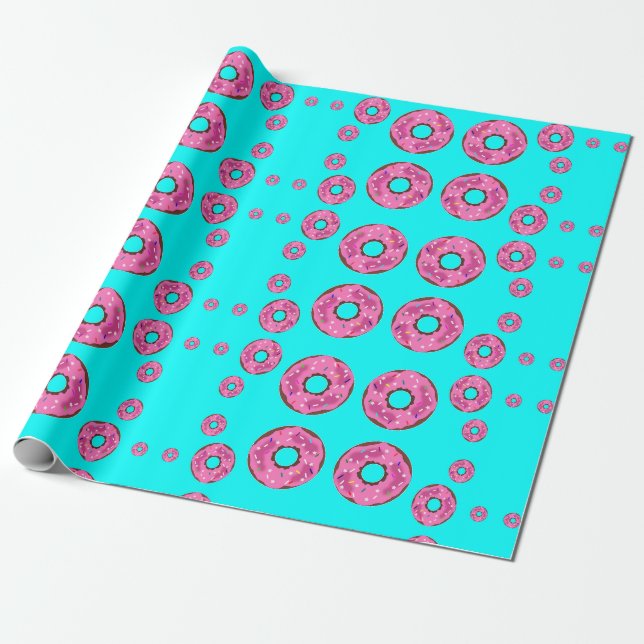 Papel De Presente rosquinhas de nata cor-de-rosa (Desenrolado)