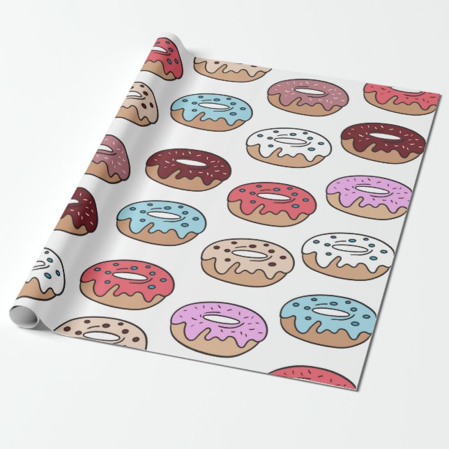 Papel De Presente Rosquinhas multicoloridas desenhadas à mão.  (Desenrolado)