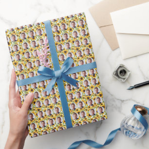 Papel De Presente Rostas de Encomenda com Padrão de Girassóis