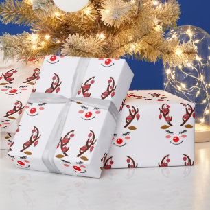 Papel De Presente Rosto Adorável de Veado com Ornamentos em Antlers