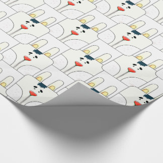 Papel De Presente Rosto Coelho da Equipe - Amarelo e Branco - v2