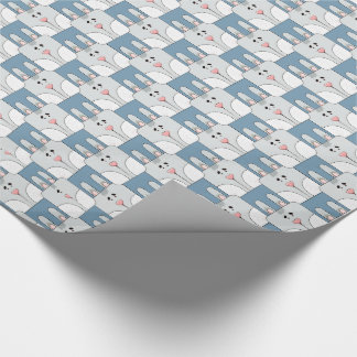 Papel De Presente Rosto Coelho da Equipe - Cinza e Azul v2