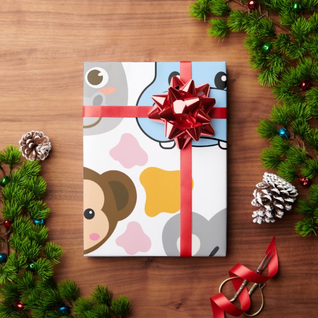 Papel De Presente Rosto De Animais Cujos (Presente de Natal)