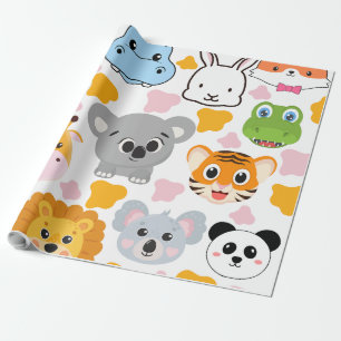 Papel De Presente Rosto De Animais Cujos