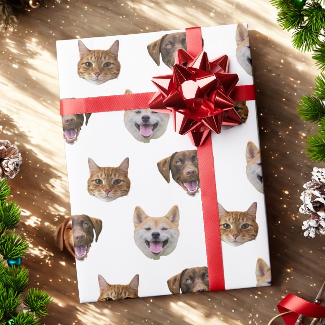Papel De Presente Rosto de Cachorro Personalizado, Gato de Cachorro, (Criador carregado)