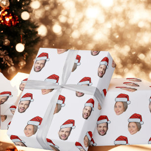 Papel De Presente Rosto de Santa Hat Enrolado, Personalizado Rosto 2