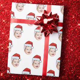 Papel De Presente Rosto do Papai Noel com Presente, Rosto Personaliz