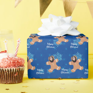 Papel De Presente Rosto Engraçado Ginger Cookie Feliz Foto de Natal