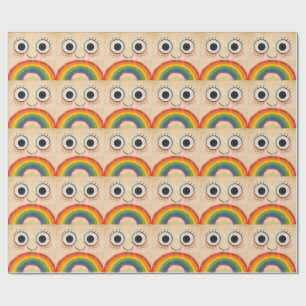 PAPEL DE PRESENTE ROSTO FELIZ ARCO-ÍRIS