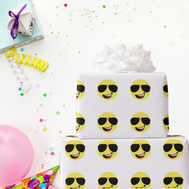 Papel De Presente Rosto Feliz Fofo & Óculos de Aviador,Divertido (Criador carregado)