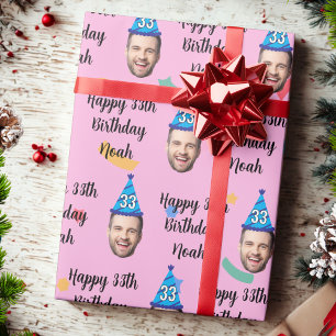 Papel De Presente Rosto Personalizado 20º 30º 40º 50º 60º Aniversári