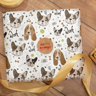 Papel De Presente Rostos de cães e ossos e patas