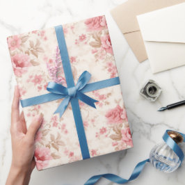 Papel De Presente Rosy Pink Blossoms