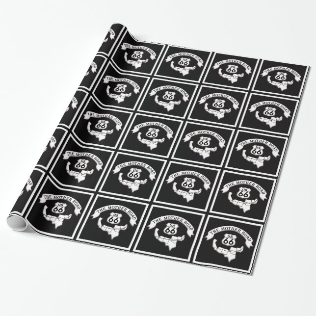 Papel De Presente Rota 66 - Sinal de estrada-mãe - Quebra-pontas (Desenrolado)