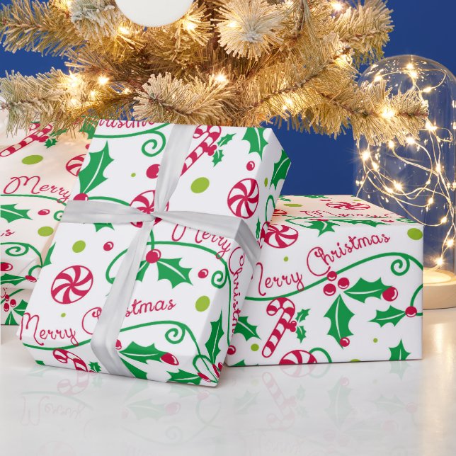 Papel De Presente Roteiro Alegre do Natal com Candy Cane (Feriados)