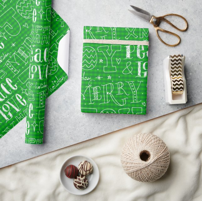 Papel De Presente Roteiro Caprichoso Verde Feliz Natal (Artesanato)