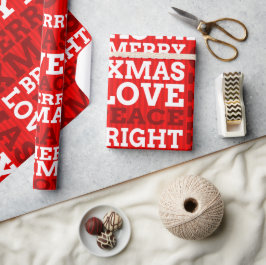 Papel De Presente Roteiro de Natal Alegre Vermelho Único Não Tradici