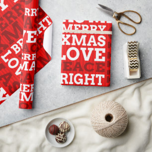 Papel De Presente Roteiro de Natal Alegre Vermelho Único Não Tradici