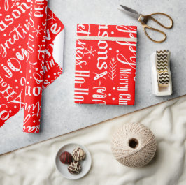 Papel De Presente Roteiro de Natal Vermelho e Branco Divertido e Mod