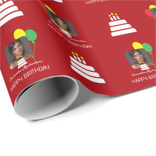 Papel De Presente Roteiro de Nome de Foto Personalizado Elegante