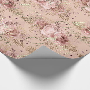 Papel De Presente Roteiro Dourado cor-de-rosa do brilho do Feliz