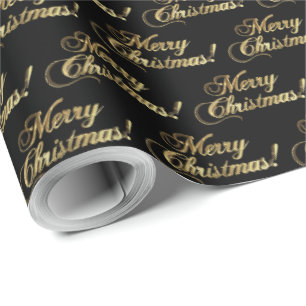 Papel De Presente Roteiro elegante da folha Dourado do falso do