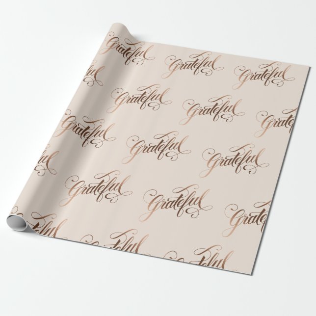 Papel De Presente Roteiro Grateful Elegante "Faux-foil" para Ação de (Desenrolado)